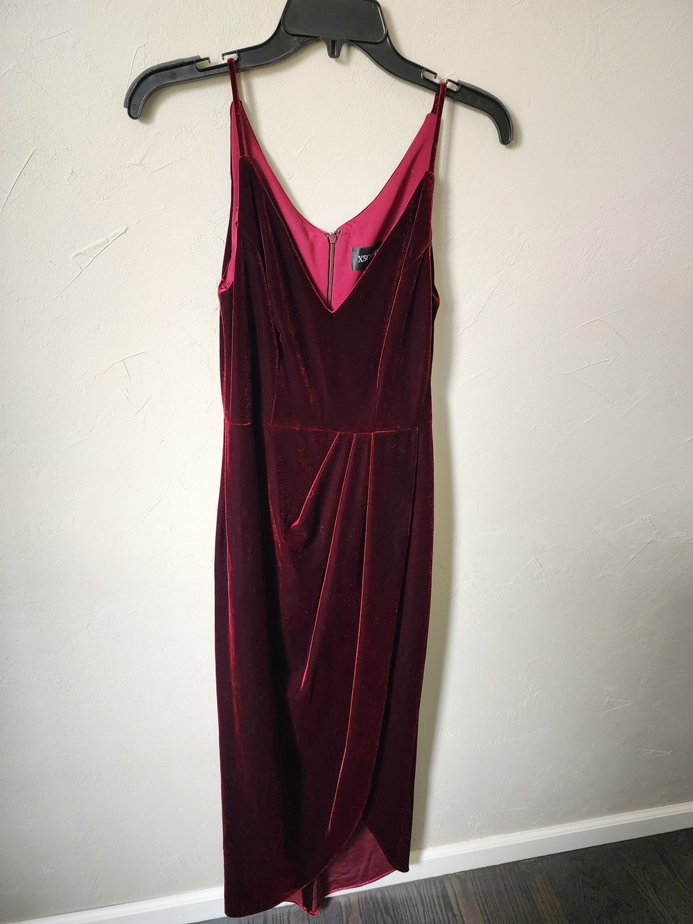 Xscape Velvet Midi Slip Dress - Burgundy Size 4